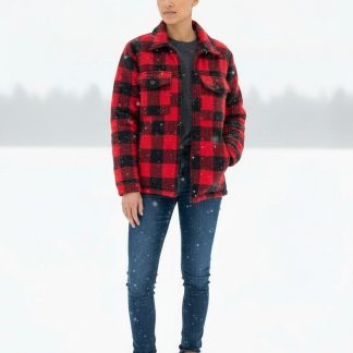 Vuorattu flanellitakki puna/musta