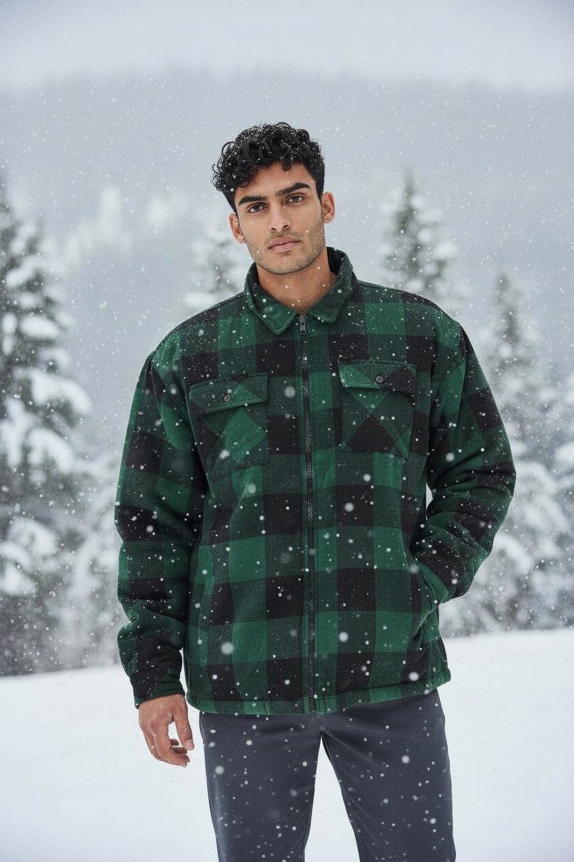 Vuorattu flanellitakki virheä/musta